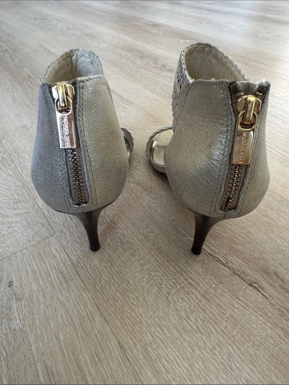 Michael Kors Braided Metallic Ankle-Strap Heels - Gold - Picture 3 of 6